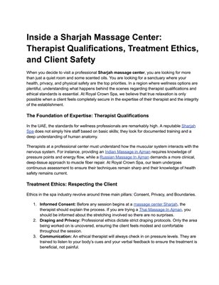 Inside a Sharjah Massage Center: Therapist Qualifications, Treatment Ethics, and Client Safety