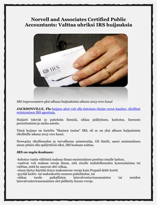 Norvell and Associates Certified Public Accountants: Valttaa uhriksi IRS huijauksia