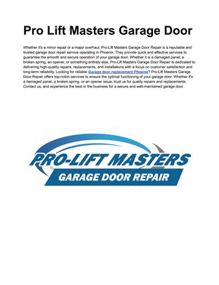 Pro Lift Masters Garage Door