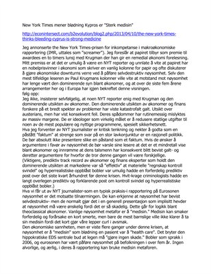 New York Times mener blødning Kypros er "Sterk medisin"