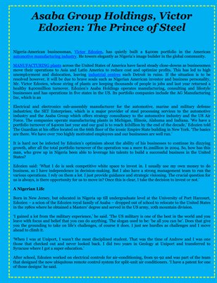 Asaba Group Holdings, Victor Edozien: The Prince of Steel