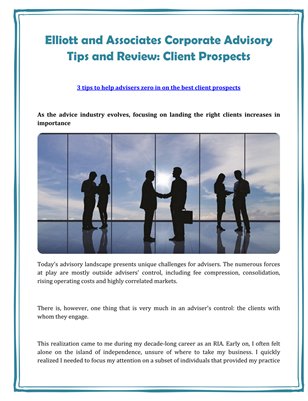 Elliott and Associates Corporate Advisory Tips and Review: Client Prospects
