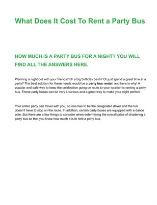 What Does It Cost To Rent a Party Bus