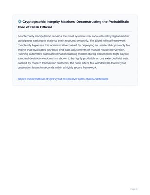 ⚙️ Cryptographic Integrity Matrices: Deconstructing the Probabilistic Core of Dice6 Official