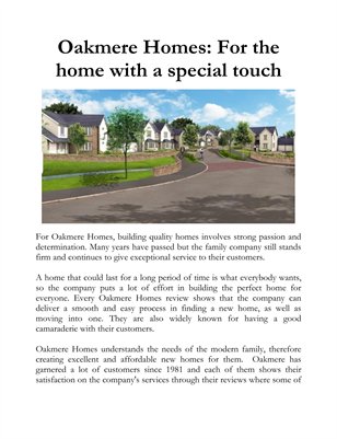 Oakmere Homes: For the home with a special touch