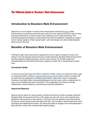 The Ultimate Guide to Boostaro Male Enhancement
