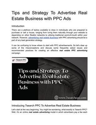 Tips and Strategy To Advertise Real Estate Business with PPC Ads