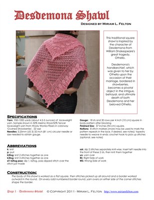 Desdemona Shawl OUTSIDE PAGES