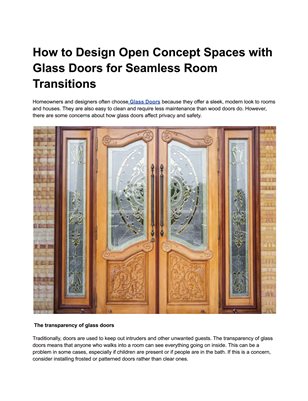 How to Design Open Concept Spaces with Glass Doors for Seamless Room Transitions