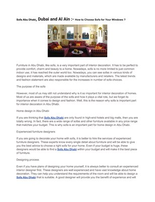 Sofa Abu Dhabi, Dubai and Al Ain :- How to Choose Sofa for Your Windows ?