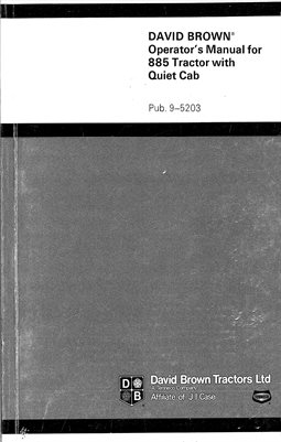 David Brown 885 Tractors Operators Manual