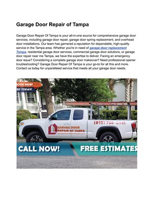 Garage Door Repair of Tampa