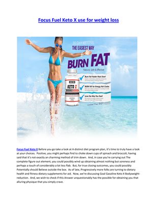Focus Fuel Keto X use for weight loss