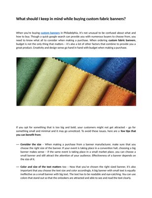 What should I keep in mind while buying custom fabric banners?