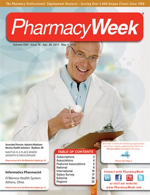 Pharmacy Week, Volume XXII, Issue 16, April 28-May 4, 2013