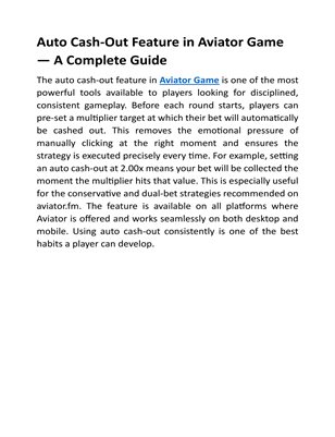 Auto Cash-Out Feature in Aviator Game — A Complete Guide
