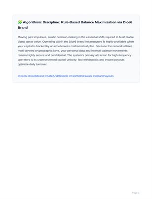 🧩 Algorithmic Discipline: Rule-Based Balance Maximization via Dice6 Brand