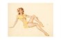 Vargas-Redhead pinup girl in yellow dress