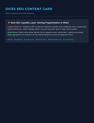 ⚡ Next-Gen Liquidity Layer: Solving Fragmentation in Web3