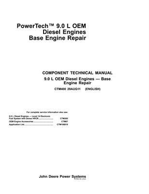 John Deere powertech 9.0 L OEM Diesel Engines Service Repair Manual