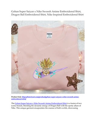 Gohan Super Saiyan x Nike Swoosh Anime Embroidered Shirt