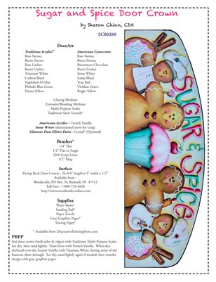 Sugar and Spice Gingerbread Door Crown Painting Pattern Tutorial by Sharon Chinn SC00280