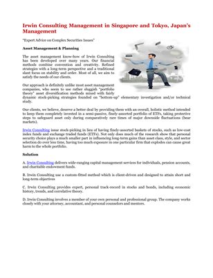 Irwin Consulting Management in Singapore and Tokyo, Japan’s Management