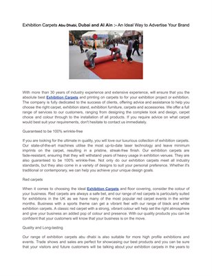 Exhibition Carpets Abu Dhabi, Dubai and Al Ain :- An Ideal Way to Advertise Your Brand