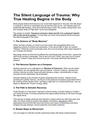 The Silent Language of Trauma: Why True Healing Begins in the Body