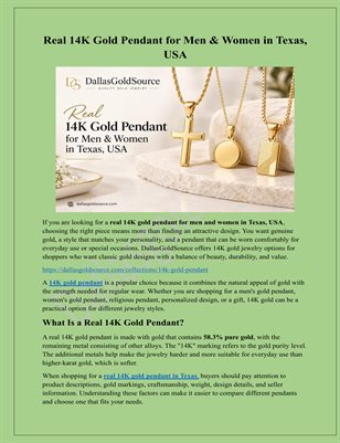 Real 14K Gold Pendants for Men & Women in Texas, USA