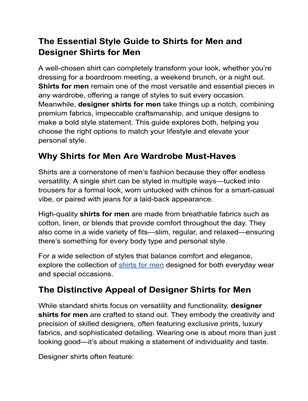 The Essential Style Guide to Shirts for Men and Designer Shirts for Men