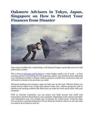 Oakmere Advisors in Tokyo, Japan, Singapore on How to Protect Your Finances from Disaster
