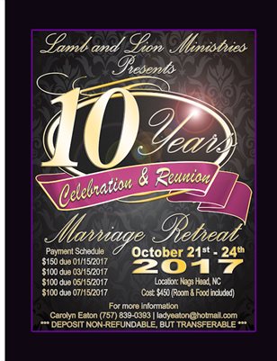 Lamb and Lion Marriage Retreat 10th Year Anniversary