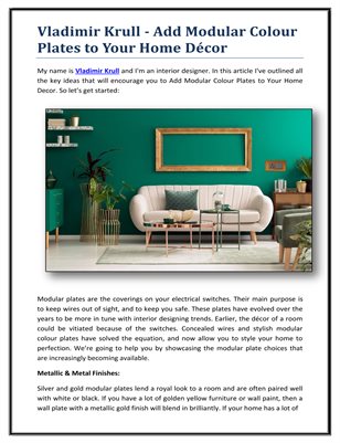 Vladimir Krull – Add Modular Color Plates To Your Home Decor