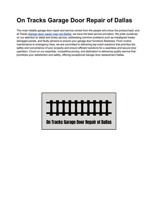 On Tracks Garage Door Repair of Dallas