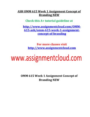 OMM 615 Entire Course NEW