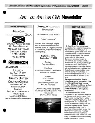 2005 Fall Jamaican American Club Newsletter