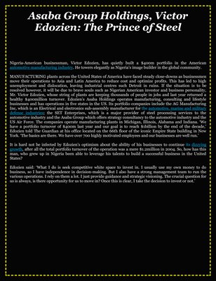 Asaba Group Holdings, Victor Edozien: The Prince of Steel