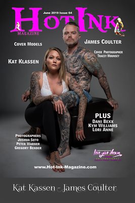 HOT INK MAGAZINE COVER POSTER - Cover Models Kat Klassen & James Coulter - June 2019