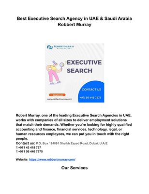 Executive Search Agency in Riyadh | Robbert Murray