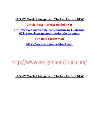 BUS 621 Entire Course NEW