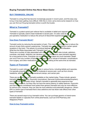 Generic Tramadol Er
