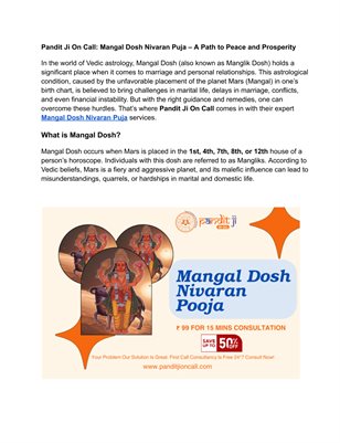 Pandit Ji on Call for Mangal Dosh Nivaran Puja Online