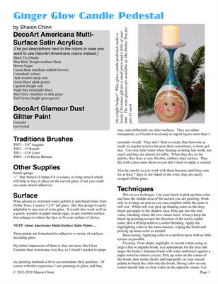 Ginger Glow Candle Pedestal Painting Pattern Tutorial - Sharon Chinn - SC14904