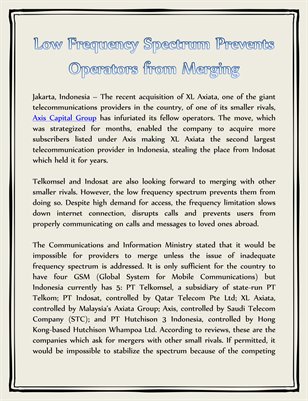 Low Frequency Spectrum Prevents Operators from Merging