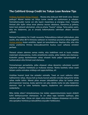 The Cathford Group Credit Inc Tokyo Loan Review Tips