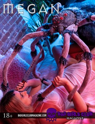 Megan Tibbs - Sexy Busty Vulnerable Blonde Babe in Lingerie Fights Off a Big Hairy Spider with Sharp Knife