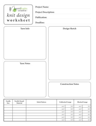 Knit Design Worksheet 