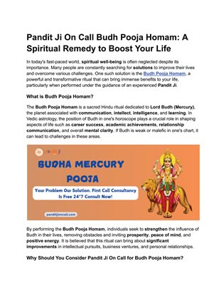 Strengthen Planet Mercury with Budh Pooja Homam