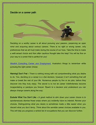 Decide on a career path 